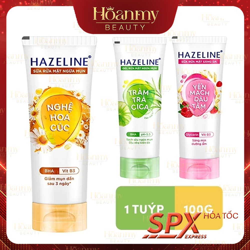 Sữa rửa mặt Hazeline Chiết Xuất Thiên Nhiên 100g | Nghệ | Tràm Trà | Yến Mạch