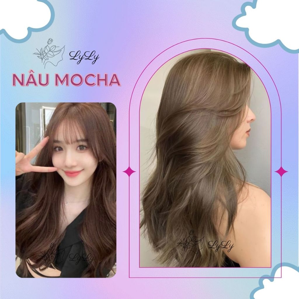 Thuốc nhuộm tóc màu NÂU MOCHA, thuốc nhuộm tóc không cần tẩy, kem nhuộm tóc tại nhà cao cấp tiện lợi COLORKING