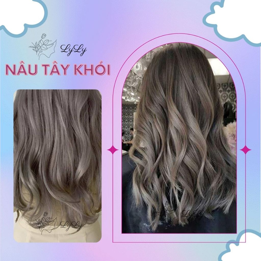 Thuốc nhuộm tóc màu NÂU TÂY KHÓI, thuốc nhuộm tóc cao cấp, kem nhuộm tóc tại nhà tiện lợi COLORKING