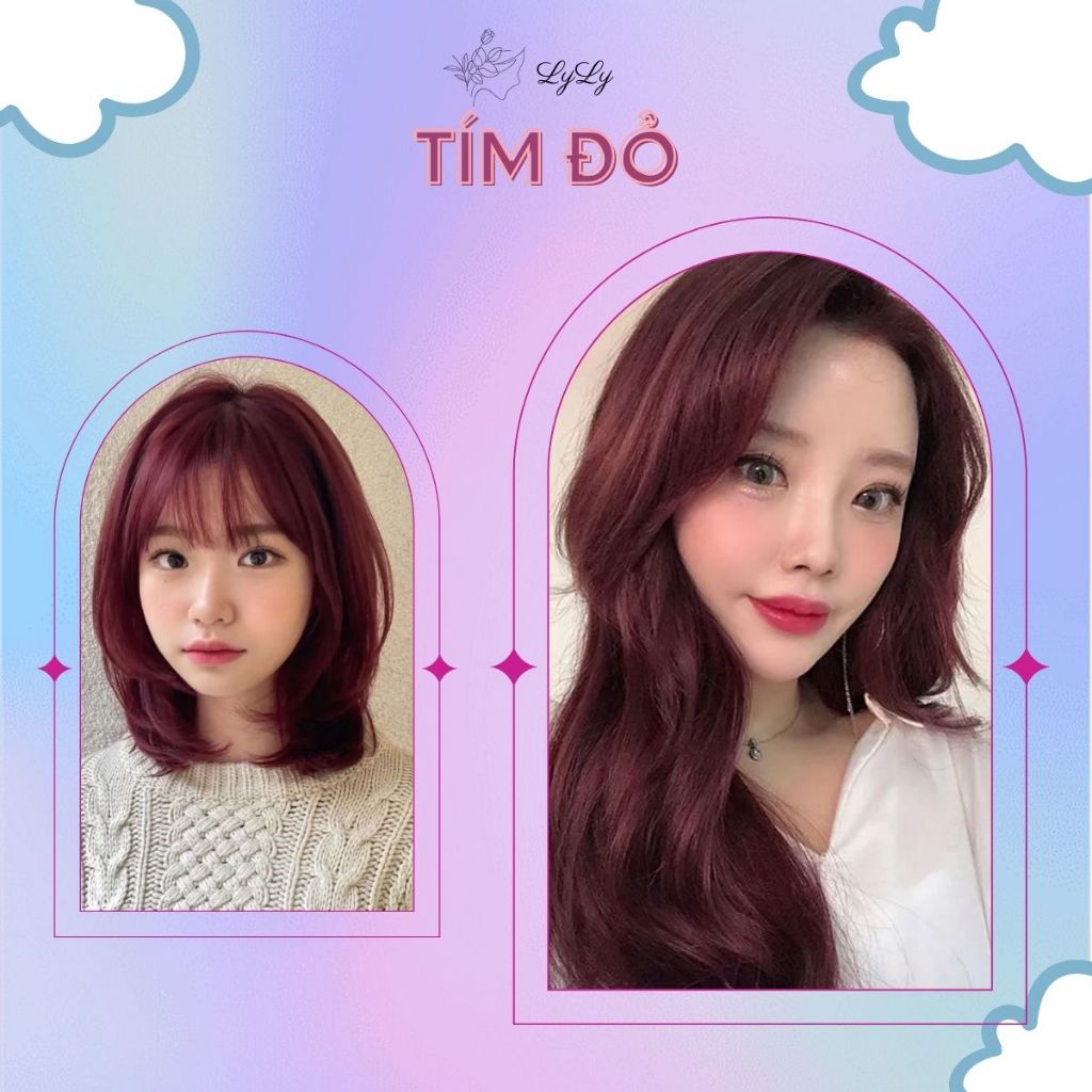 Thuốc nhuộm tóc màu TÍM ĐỎ, thuốc nhuộm tóc cao cấp, kem nhuộm tóc tại nhà tiện lợi COLORKING
