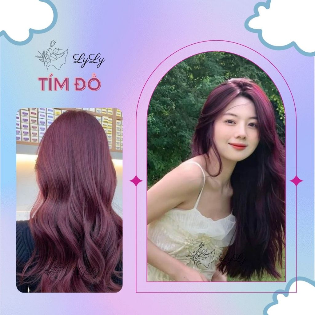 Thuốc nhuộm tóc màu TÍM ĐỎ, thuốc nhuộm tóc cao cấp, kem nhuộm tóc tại nhà tiện lợi COLORKING