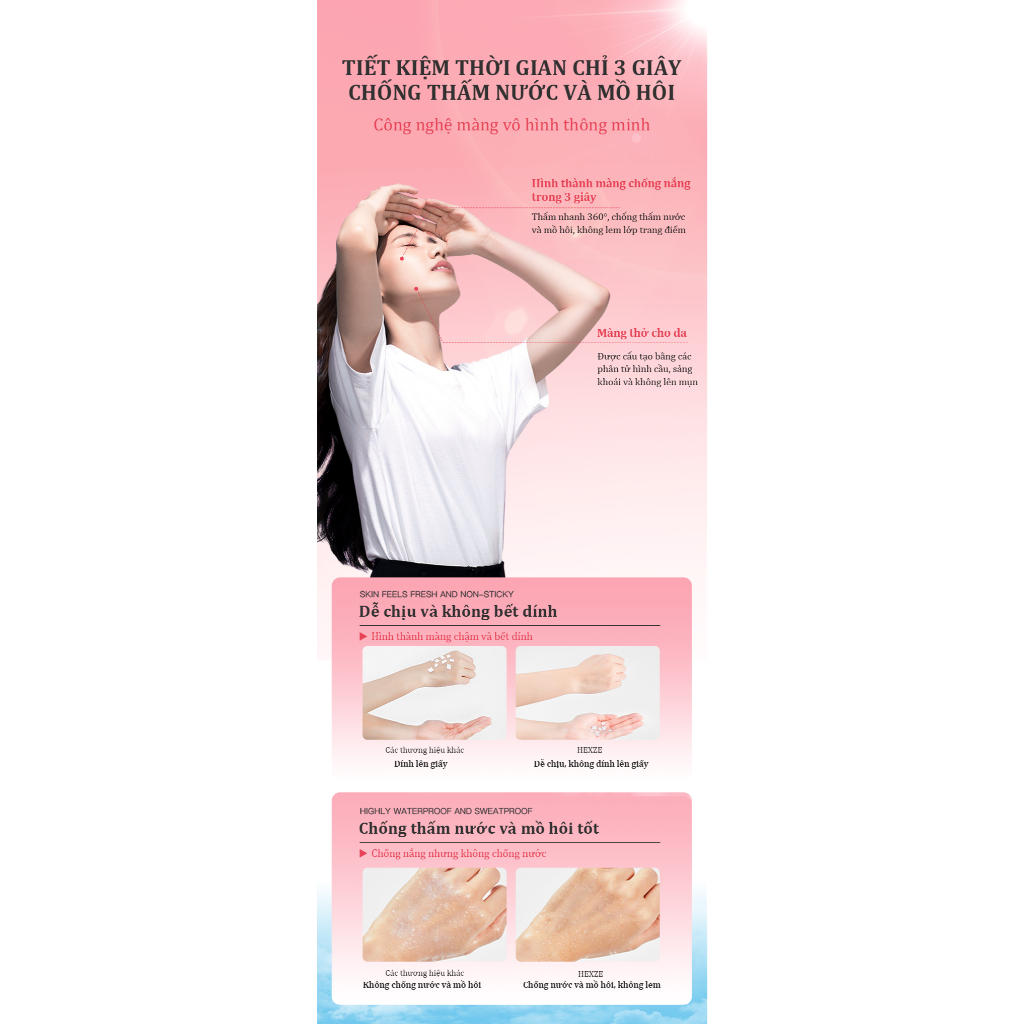 Xịt chống nắng nâng tone HEXZE 100ml, SPF30 PA+++ hấp thụ tia cực tím, dưỡng trắng, nâng tone da