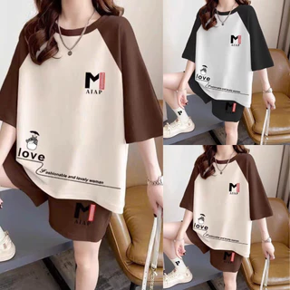 Set đồ nữ mặc nhà rẻ đẹp mùa hè bộ đùi nữ bộ quần áo nữ 40-70kg bigsize chất thun cotton in M ghép