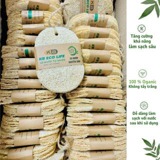 COMBO 5 MIẾNG RỬA BÁT OVAL Xơ mướp tự nhiên KB Ecolife tạo bọt mịn rửa sạch chén bát ko hóa chất