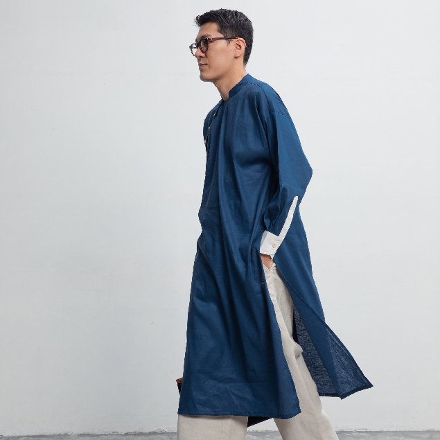 RUSTEA Áo Dài Mandarin Shirt - Áo Dài Cổ Trụ phối mangset, nút cài vai ...