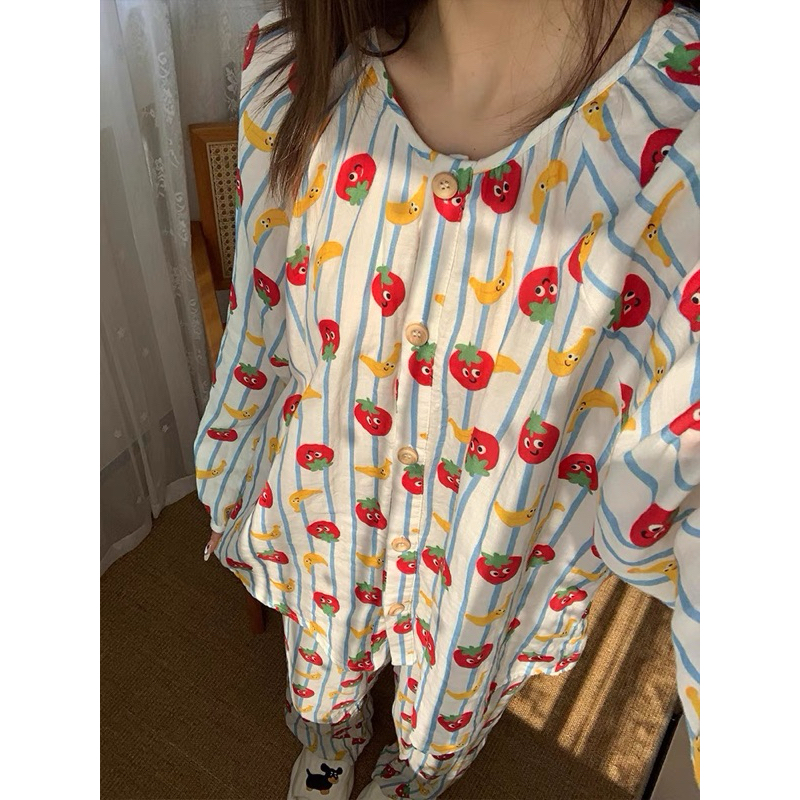 𝙡𝙪𝙡𝙡𝙖𝙗𝙞𝙣.𝙨𝙡𝙚𝙚𝙥𝙬𝙚𝙖𝙧 | Tamata Set | Bộ đồ xô cotton gạc 2 lớp form rộng hoạ tiết dễ thương ⋆. 𐙚˚