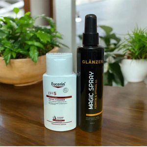 Combo Xịt Dưỡng Tóc Glanzen 200ml & Sửa Rữa Mặt Eucerin PH5 100ml