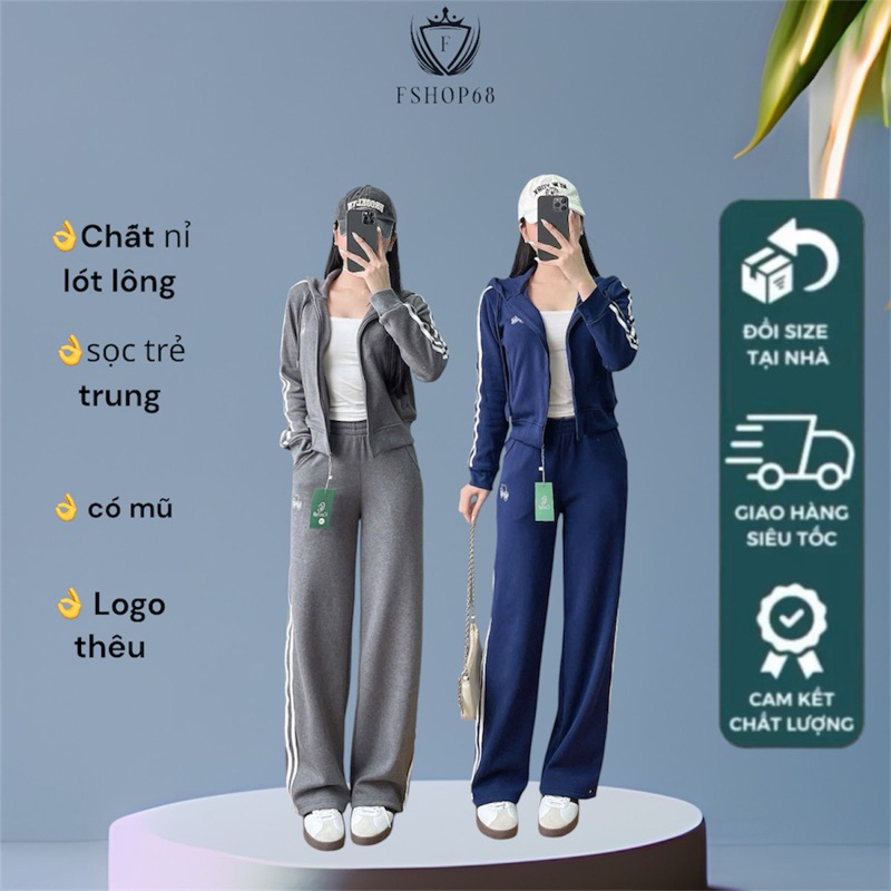 Bộ Thể Thao Nữ cechill l có mũ Chất Nỉ lót lông Hàng Đẹp Loại 1, túi ...