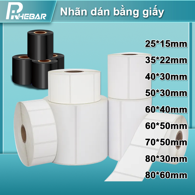 Giấy Decal Trắng Wax Resin Ribbon 25*15 35*22 40*30 50*30 60*40 60*50 ...