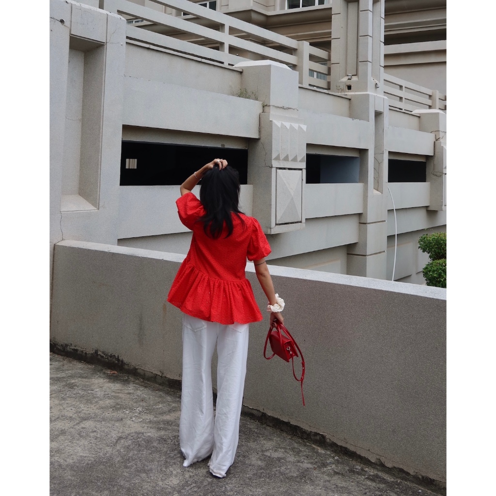 SUNDAY - LUCKY SHIRT - Áo Kiểu Tay Bồng, Cột Dây Nơ, Tùng Xoè.