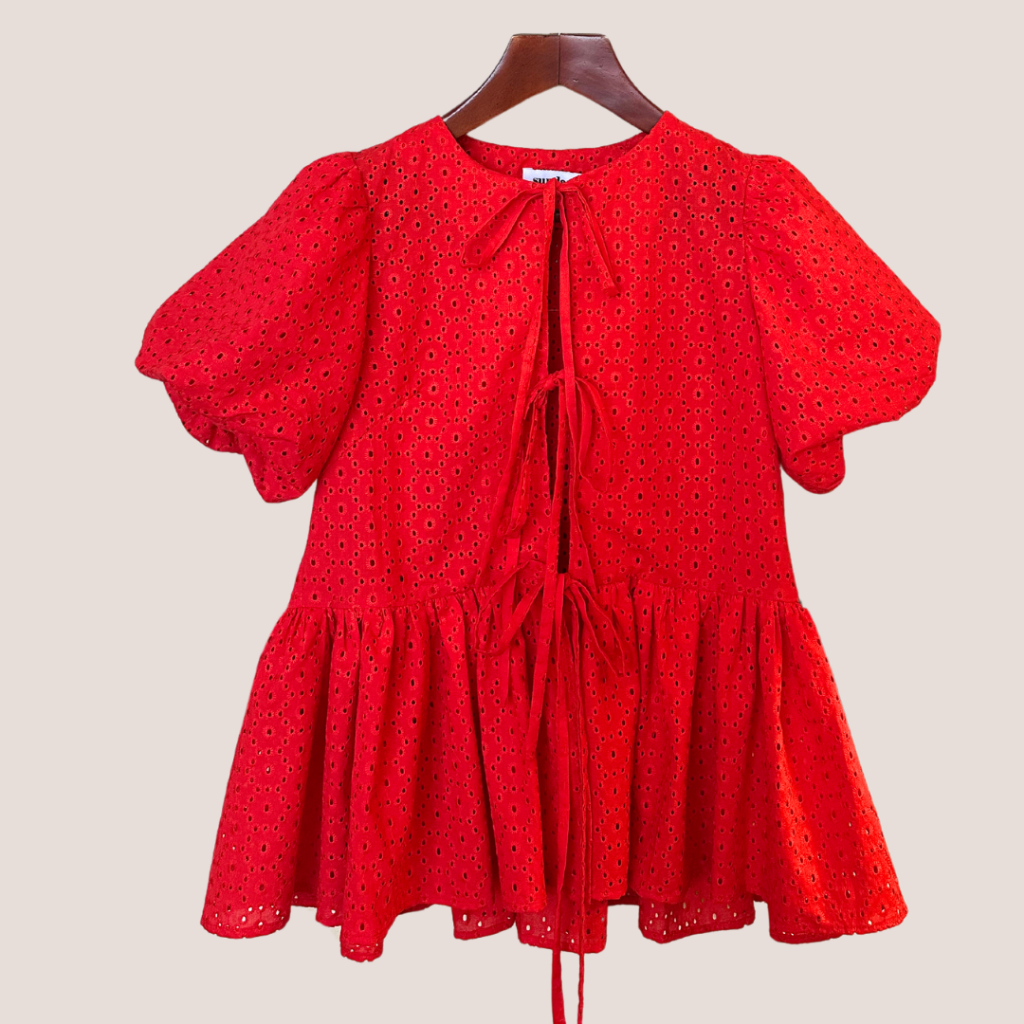 SUNDAY - LUCKY SHIRT - Áo Kiểu Tay Bồng, Cột Dây Nơ, Tùng Xoè.