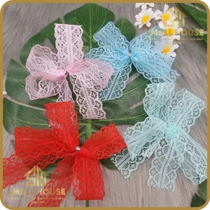 5 Nơ ruy băng vải ren bản 3cm nhiều màu sắc ,trang trí quà, phụ kiện, thủ công handmade