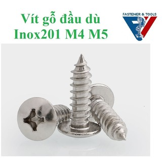 (INOX201)50 cái M4,M5 Vít gỗ đầu dù inox201 M4,M5