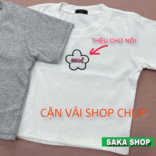 Áo croptop thun nữ thêu chữ ngắn tay