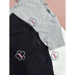 Áo croptop thun nữ thêu chữ ngắn tay