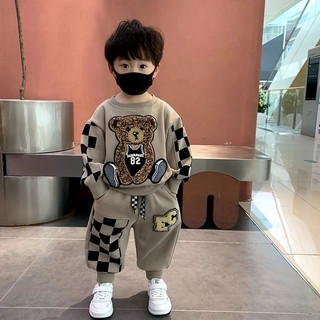 BỘ NỈ HÌNH GẤU CHO BÉ TRAI ẤM ÁP MÙA THU ĐÔNG, CHẤT VẢI COTTON CAO CẤP CÂN NẶNG TỪ 8-25KG.