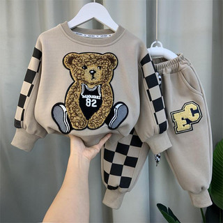 BỘ NỈ HÌNH GẤU CHO BÉ TRAI ẤM ÁP MÙA THU ĐÔNG, CHẤT VẢI COTTON CAO CẤP CÂN NẶNG TỪ 8-25KG.