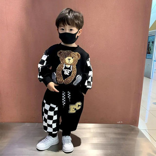 BỘ NỈ HÌNH GẤU CHO BÉ TRAI ẤM ÁP MÙA THU ĐÔNG, CHẤT VẢI COTTON CAO CẤP CÂN NẶNG TỪ 8-25KG.
