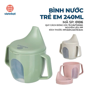 Bình Đựng Nước 10-36 Tháng Có Tay Cầm Chống Rò Rỉ Chống Sốc Cho Bé Sơ Sinh 240ml Việt Nhật 0106