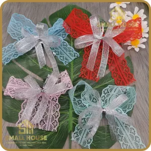 5 nơ REN phối KIM TUYẾN BẠC bảng 3cm Hàng sịn ren loại 1 cực sang size 12*10cm