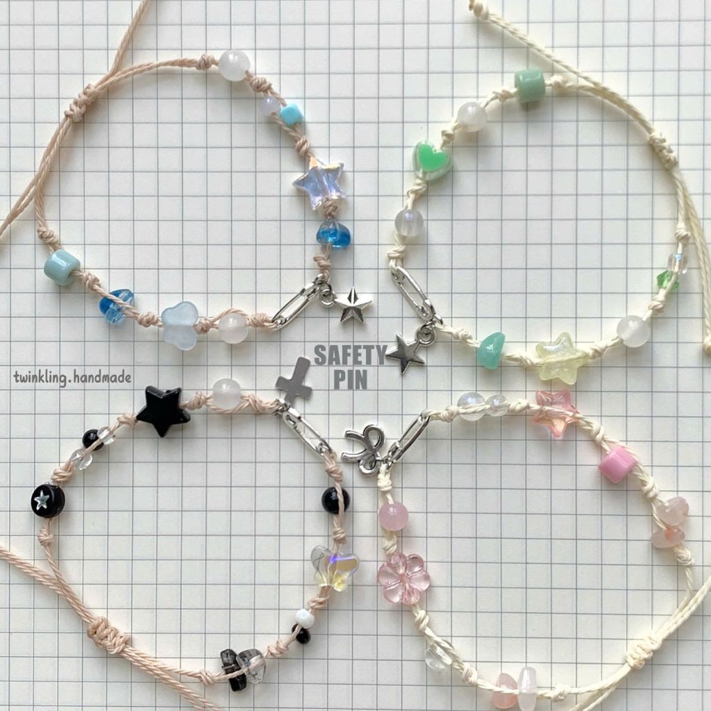 [SAFETY PIN] Vòng tay safety pin dây sáp handmade, ghim băng an toàn ...