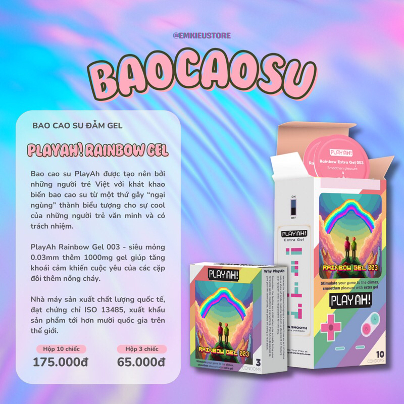 BAO CAO SU PLAYAH RAINBOW GEL 0.03 SIÊU ĐẪM GEL | Shopee Việt Nam