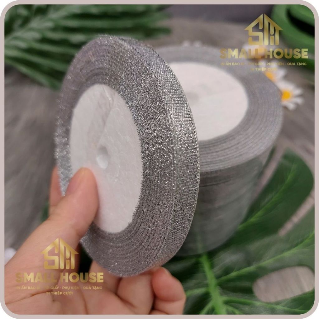 1 cuộn Ruy Băng Kim Tuyến Vàng Bạc Dài 10m, Loại 1cm, 2cm Trang Trí, Gói Hoa Giá Sỉ