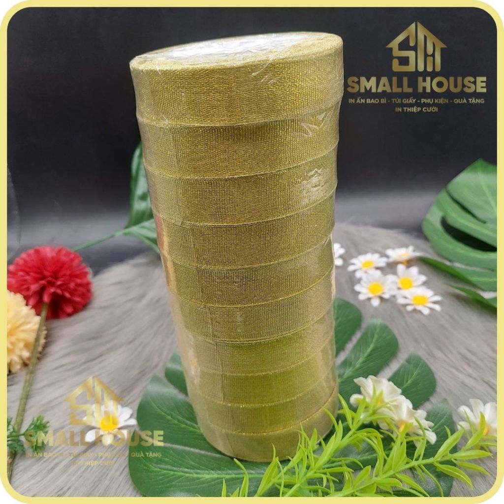 1 cuộn Ruy Băng Kim Tuyến Vàng Bạc Dài 10m, Loại 1cm, 2cm Trang Trí, Gói Hoa Giá Sỉ