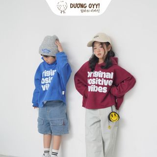 Áo hoodie nỉ trẻ em POSITIVE VIBE size 12-38kg style Hàn Quốc | Dương Oyy 011224198