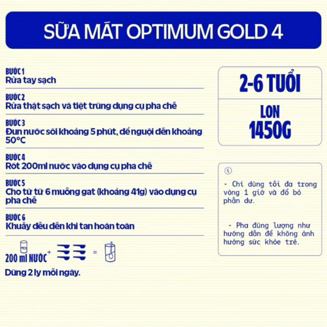 Sữa Bột Vinamilk Optimum Gold Số 4 - Lon 1.4kg