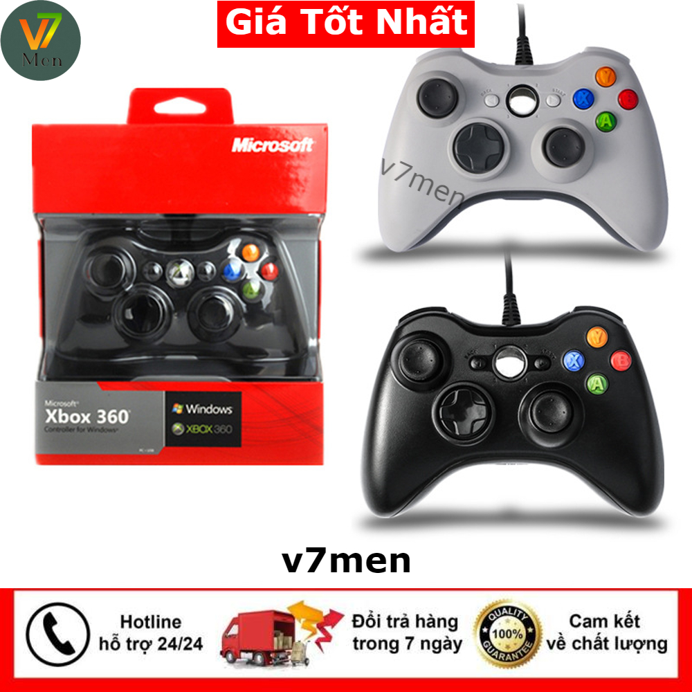 🎁 Tặng Núm 🎁 Tay cầm Chơi Game Microsoft Xbox 360 Full box Có Rung ...