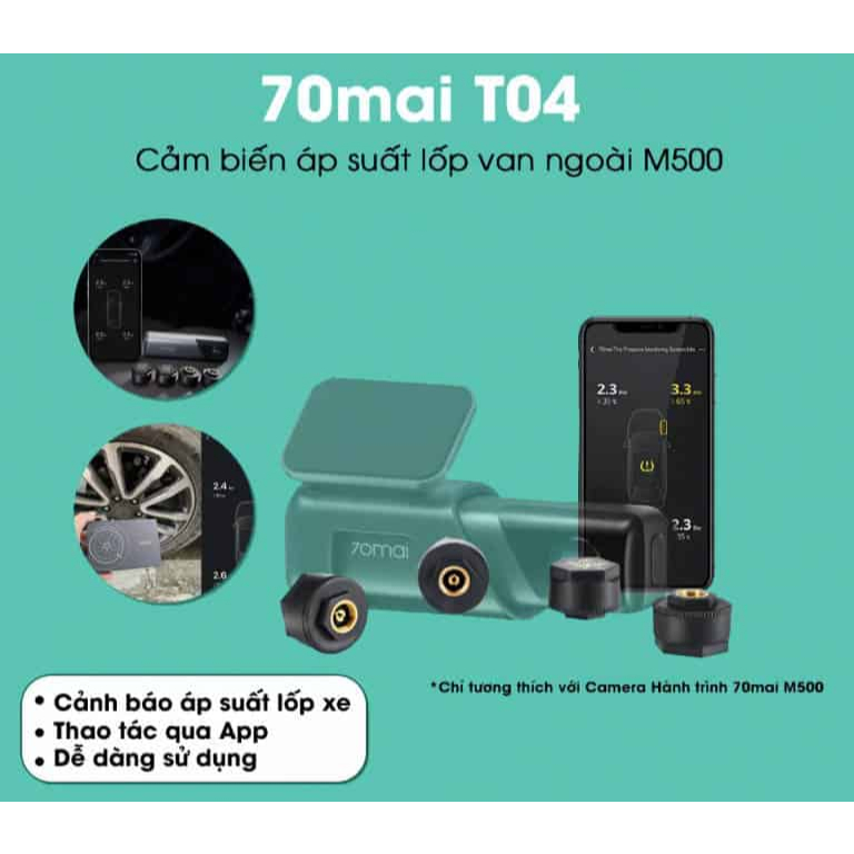 Cảm biến áp suất lốp van ngoài TPMS T04 dành cho Camera 70Mai M500 ...