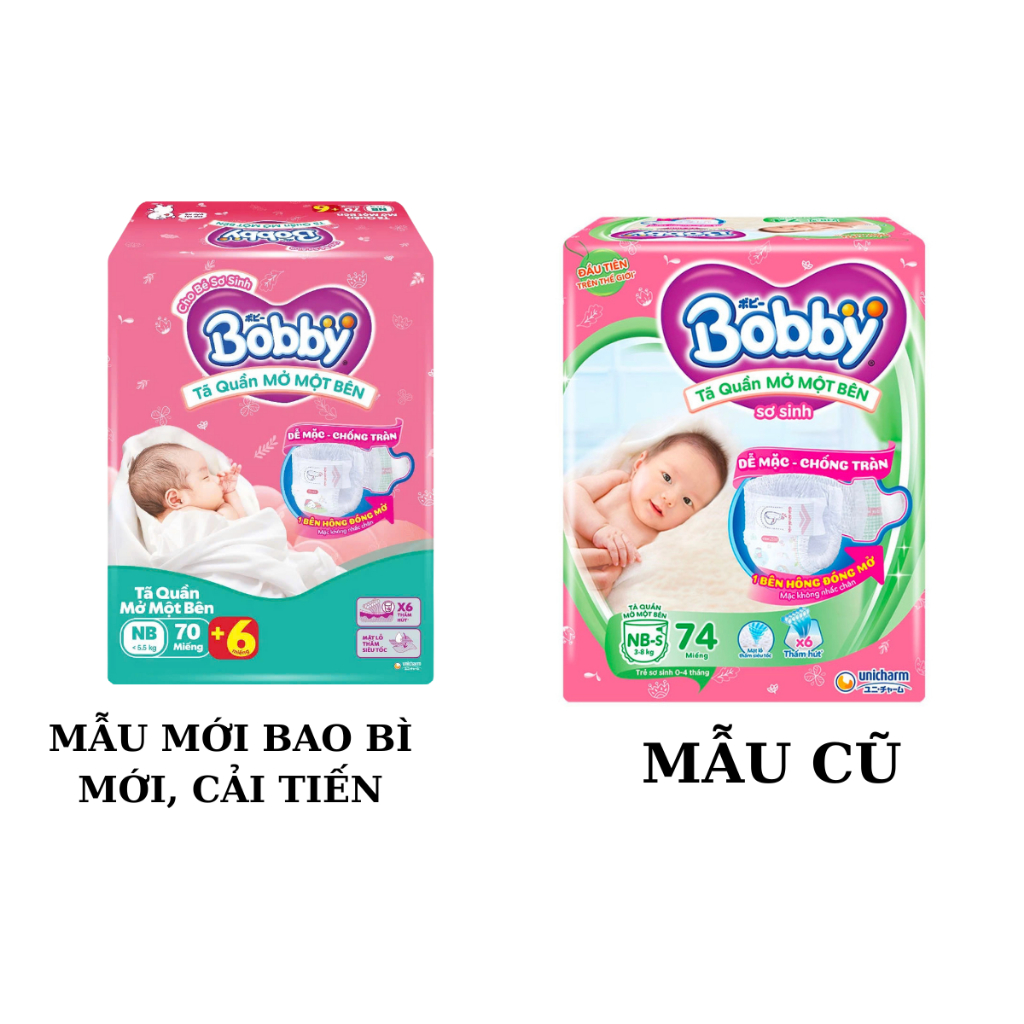 [MẪU MỚI NHẤT] Tã/bỉm quần Mở Một Bên Bobby Đầu Tiên Trên Thế Giới đủ size