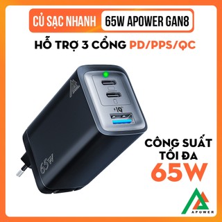 Củ Sạc Nhanh 65W 3 Cổng Type-C + USB Hỗ Trợ PD PPS QC