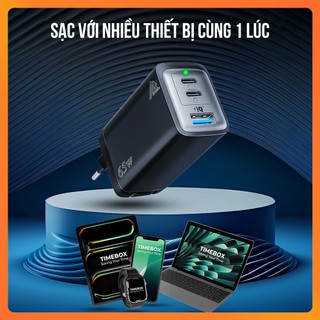 Củ Sạc Nhanh 65W 3 Cổng Type-C + USB Hỗ Trợ PD PPS QC