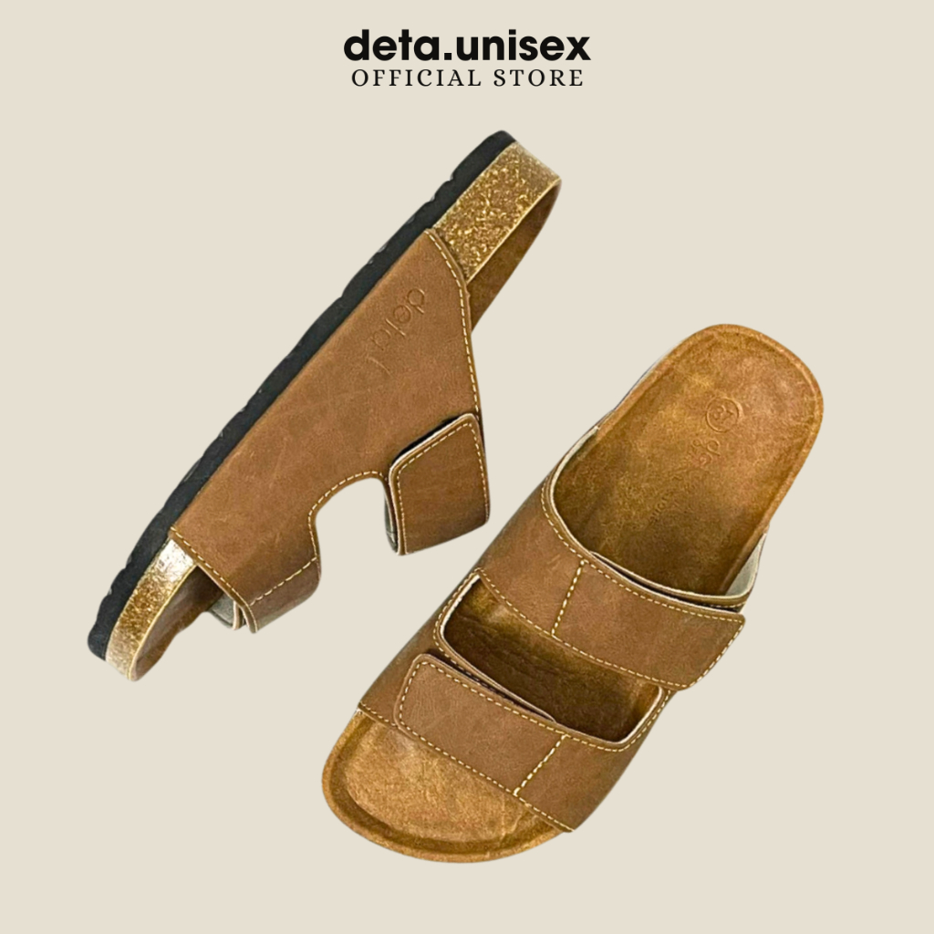 Ảnh Dép Birken đế trấu nam nữ 2 quai ngang xé dán da sáp tái chế Detaunisex- DEBO25ND 2