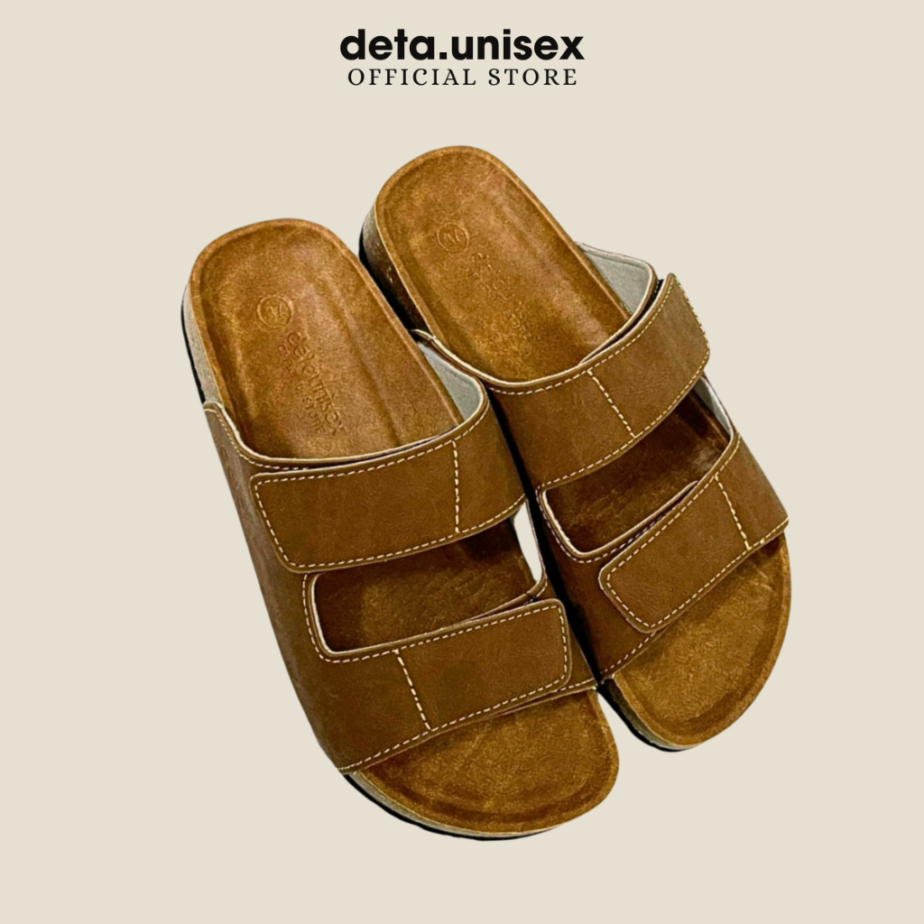 Ảnh Dép Birken đế trấu nam nữ 2 quai ngang xé dán da sáp tái chế Detaunisex- DEBO25ND 3