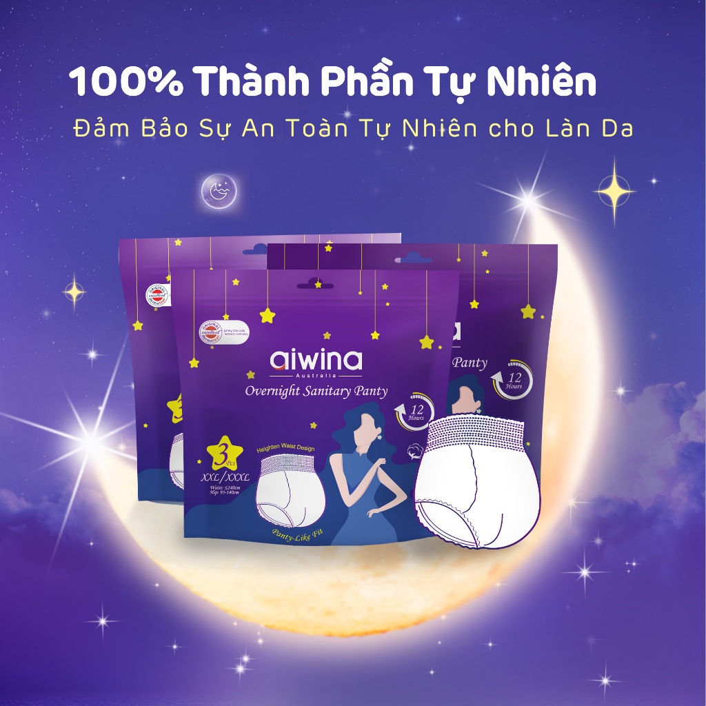 Combo 6 Băng vệ sinh quần Aiwina ngày và đêm size L/XL gói 3 miếng
