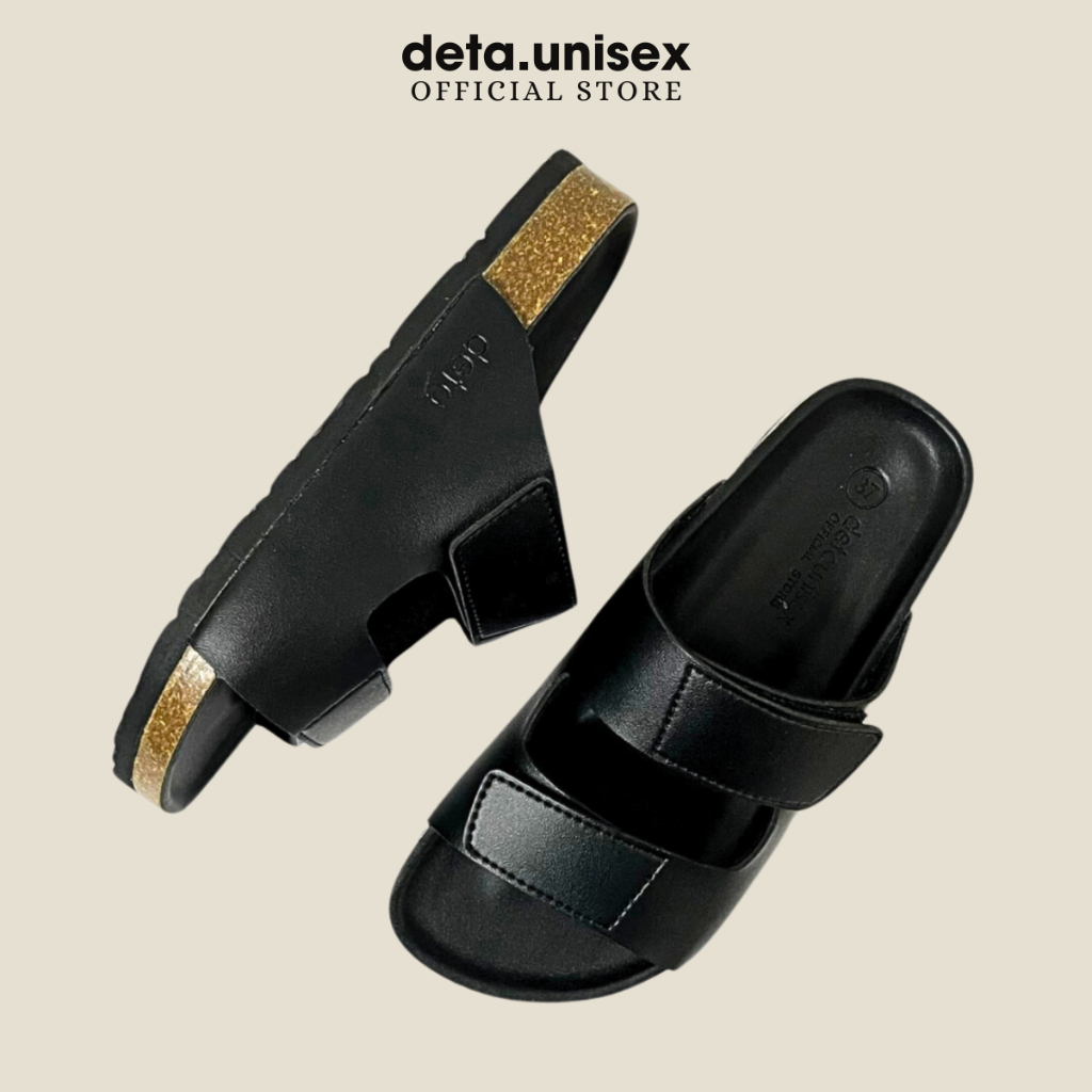 Ảnh Dép Birken đế trấu nam nữ 2 quai ngang xé dán Detaunisex - DETA25 2