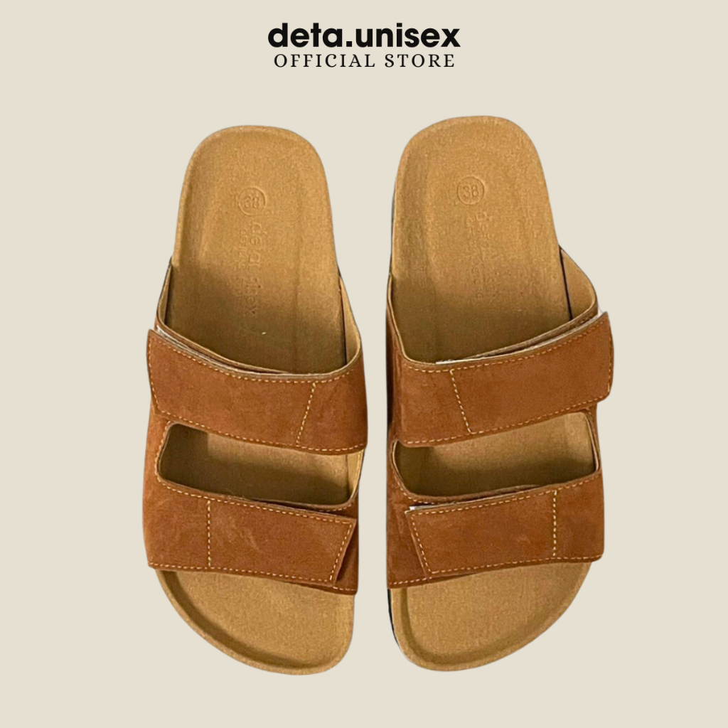 Ảnh Dép Birken đế trấu nam nữ 2 quai ngang xé dán Detaunisex - DETA25 3