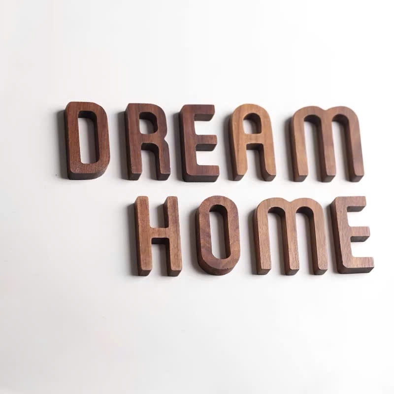 Ảnh Chữ Gỗ Dán Tường, Chữ Nổi Trang Trí, Chữ Dán Tường Gỗ Cao Su VUADECOR Màu Đậm Size 7,8cm (sẵn băng dính) 1