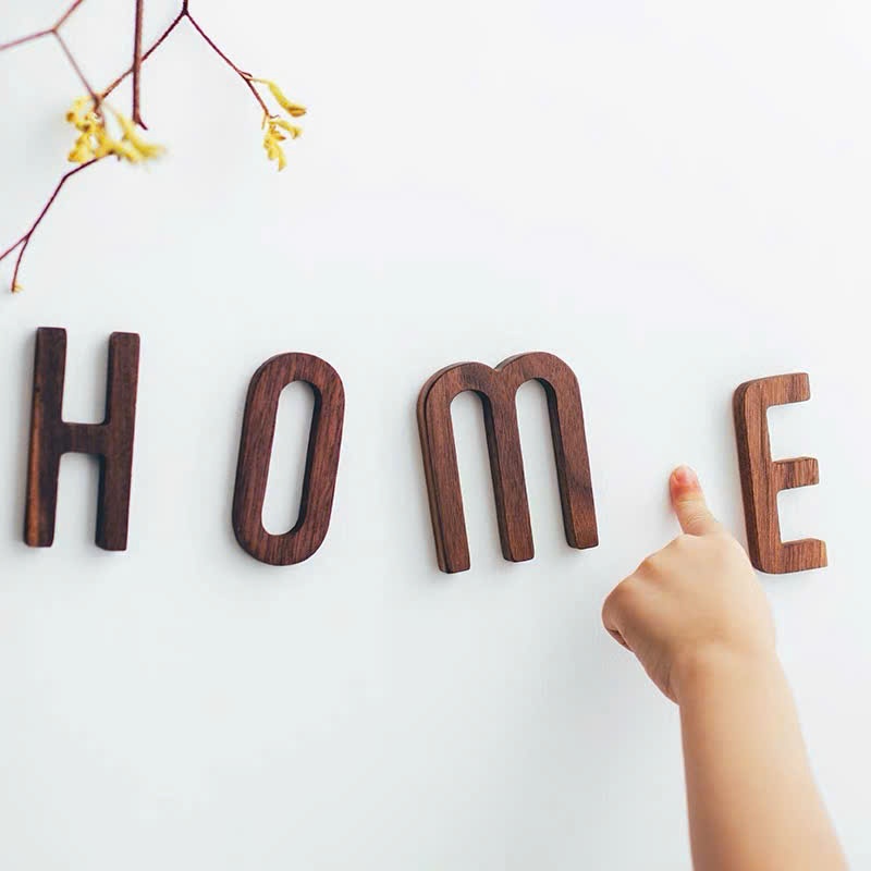 Ảnh Chữ Gỗ Dán Tường, Chữ Nổi Trang Trí, Chữ Dán Tường Gỗ Cao Su VUADECOR Màu Đậm Size 7,8cm (sẵn băng dính) 2