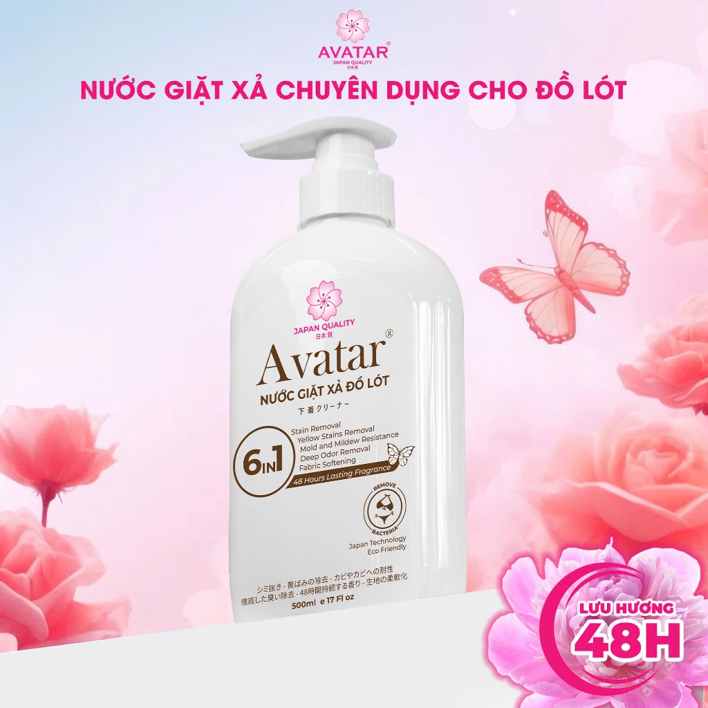 Nước Giặt Đồ Lót Avatar Lưu Hương 48 Hours 6 In 1 500ml (Màu Trắng)