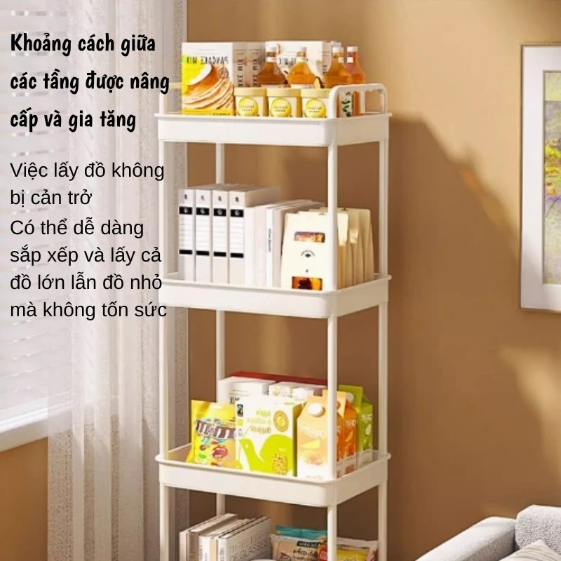 Kệ tốt để đồ đa năng 5 tầng có bánh xe di chuyển tiện lợi kệ sách đựng đồ phòng khách phòng ngủ nhà