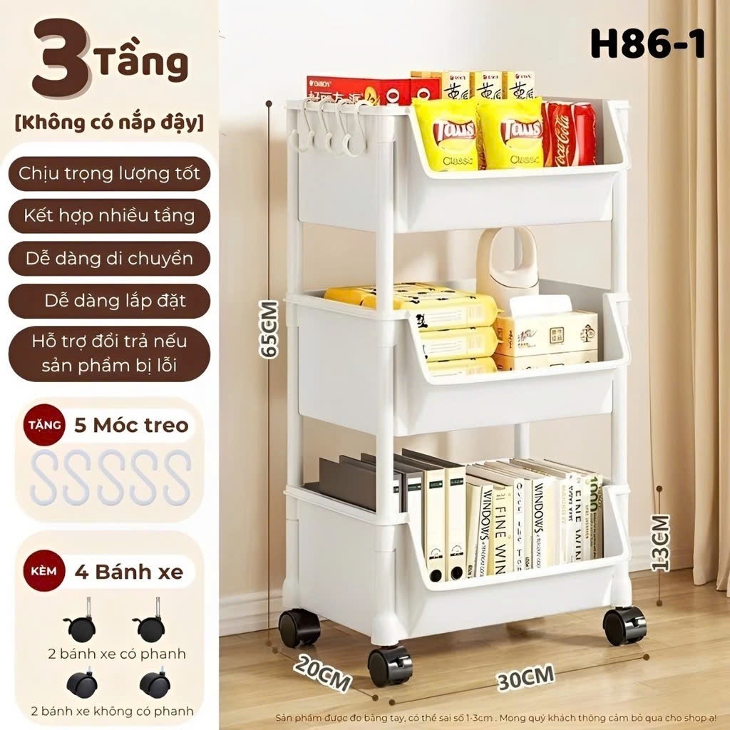[Tết Cào là có quà] Kệ để đồ đa năng 5 tầng có bánh xe di chuyển tiện lợi kệ sách đựng đồ