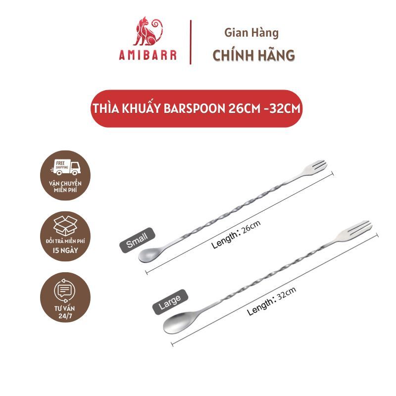 Muỗng Bar Spoon 26cm và 32cm – Dụng Cụ Pha Chế, Khuấy Đồ Uống Cocktail ...