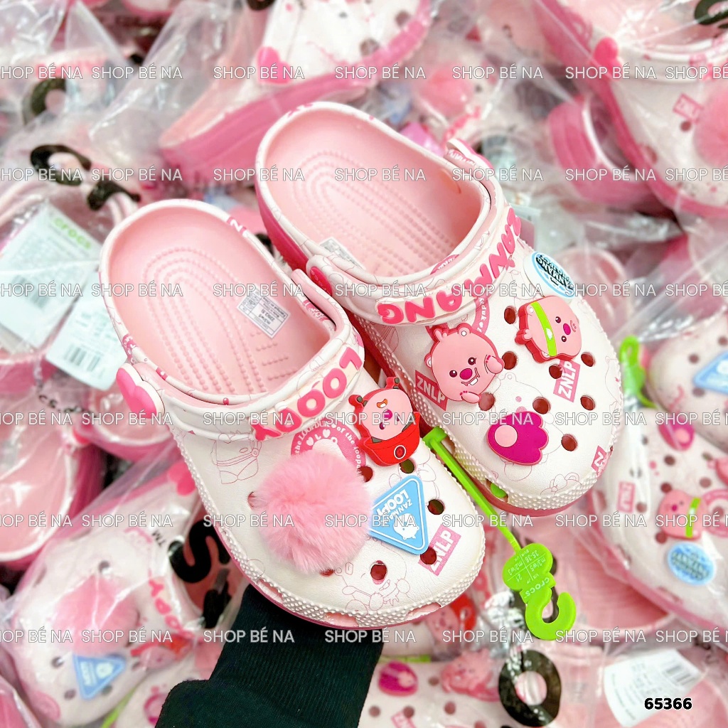[Có size mẹ] Dép cross Loopy hồng, Line Friends, sục cross bé gái, đế ...