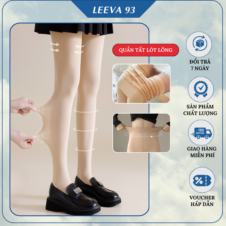 Quần tất nữ lót lông giữ nhiệt màu da và đen dày đẹp mùa đông siêu ấm