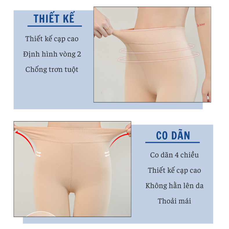 Quần tất nữ lót lông giữ nhiệt màu da và đen dày đẹp mùa đông siêu ấm