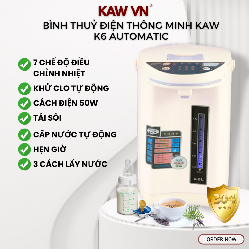 Bình Thủy Điện Dung Tích 5,8L KAW, Giữ Nhiệt Và Đun Sôi Nhanh, Phù Hợp Cho Cả Gia Đình